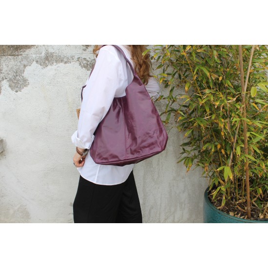 Beach Purple Leather Hobo